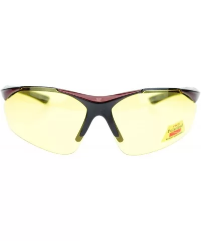 Mens Biker Polarized Yellow Lens Night Riding Half Rim Motorcycle Glasses - Black Red - C711YAXLS23 $7.78 Sport