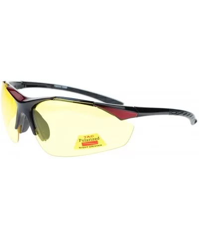 Mens Biker Polarized Yellow Lens Night Riding Half Rim Motorcycle Glasses - Black Red - C711YAXLS23 $7.78 Sport