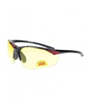 Mens Biker Polarized Yellow Lens Night Riding Half Rim Motorcycle Glasses - Black Red - C711YAXLS23 $7.78 Sport