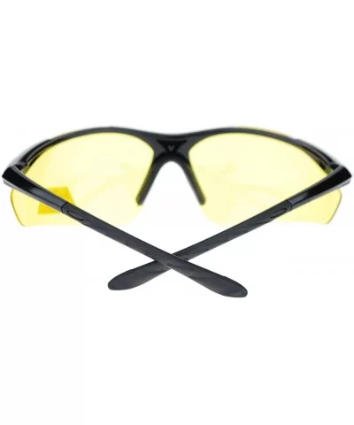 Mens Biker Polarized Yellow Lens Night Riding Half Rim Motorcycle Glasses - Black Red - C711YAXLS23 $7.78 Sport