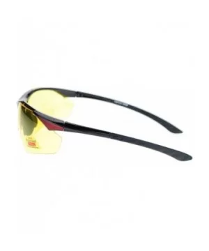 Mens Biker Polarized Yellow Lens Night Riding Half Rim Motorcycle Glasses - Black Red - C711YAXLS23 $7.78 Sport