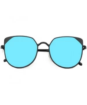 The New Cat's Eye Metal frame sunglasses - Black/Blue - CF12O1NOJQH $12.56 Oval