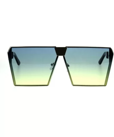 Oceanic Color Gradient Lens Futuristic Squared Metal Racer Sunglasses - Blue Yellow - CH185NNEWH6 $11.28 Rectangular