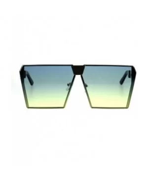 Oceanic Color Gradient Lens Futuristic Squared Metal Racer Sunglasses - Blue Yellow - CH185NNEWH6 $11.28 Rectangular