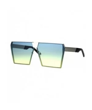 Oceanic Color Gradient Lens Futuristic Squared Metal Racer Sunglasses - Blue Yellow - CH185NNEWH6 $11.28 Rectangular