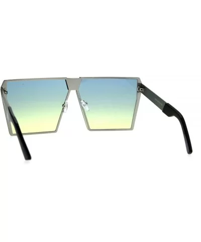 Oceanic Color Gradient Lens Futuristic Squared Metal Racer Sunglasses - Blue Yellow - CH185NNEWH6 $11.28 Rectangular