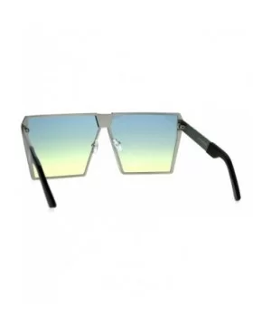 Oceanic Color Gradient Lens Futuristic Squared Metal Racer Sunglasses - Blue Yellow - CH185NNEWH6 $11.28 Rectangular