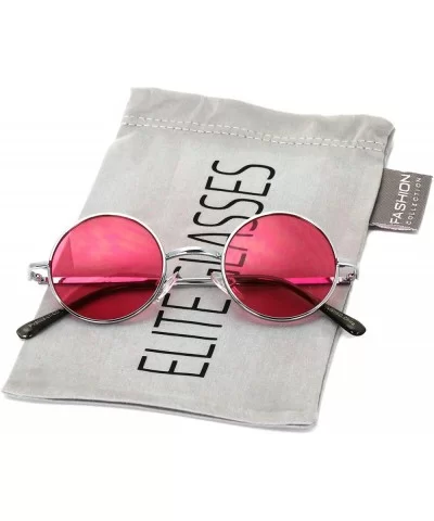 John Lennon Hipster Fashion Sunglasses Small Metal Round Circle Elton Style - Pink - C4187M9KZAI $6.89 Round