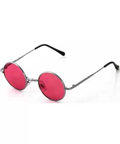 John Lennon Hipster Fashion Sunglasses Small Metal Round Circle Elton Style - Pink - C4187M9KZAI $6.89 Round