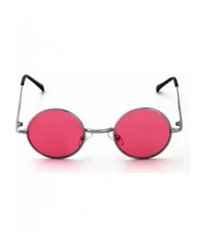 John Lennon Hipster Fashion Sunglasses Small Metal Round Circle Elton Style - Pink - C4187M9KZAI $6.89 Round