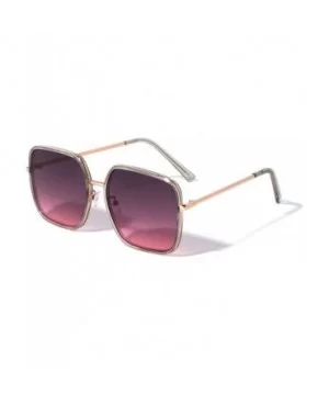 Double Rim Flat Metal Frame Square Sunglasses - Smoke Purple - C31995Q76RE $11.11 Square