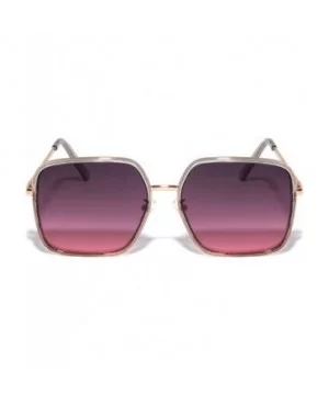 Double Rim Flat Metal Frame Square Sunglasses - Smoke Purple - C31995Q76RE $11.11 Square