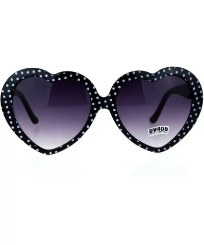 Polka Dot Print Plastic Heart Shape Cute Womens Sunglasses - Black - CL12NZGN3GM $7.53 Round