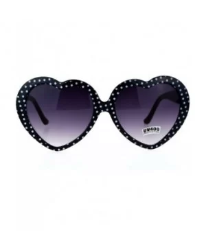 Polka Dot Print Plastic Heart Shape Cute Womens Sunglasses - Black - CL12NZGN3GM $7.53 Round