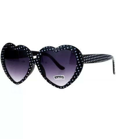 Polka Dot Print Plastic Heart Shape Cute Womens Sunglasses - Black - CL12NZGN3GM $7.53 Round