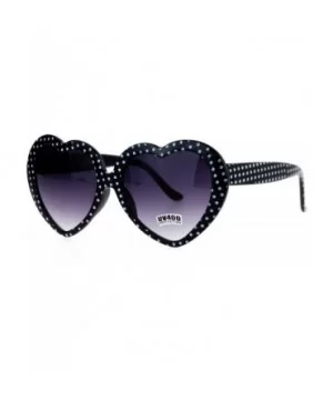 Polka Dot Print Plastic Heart Shape Cute Womens Sunglasses - Black - CL12NZGN3GM $7.53 Round