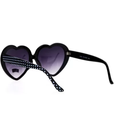 Polka Dot Print Plastic Heart Shape Cute Womens Sunglasses - Black - CL12NZGN3GM $7.53 Round