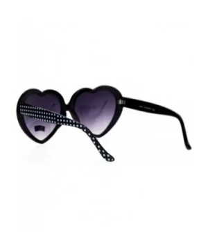 Polka Dot Print Plastic Heart Shape Cute Womens Sunglasses - Black - CL12NZGN3GM $7.53 Round