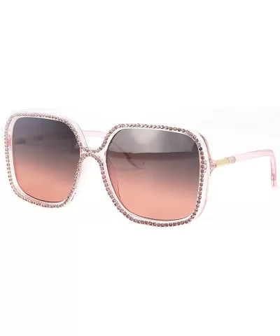 Oversized Square Sunglasses For Women Rhinestone Crystal Bling UV400 Glasses - CE197KY0SHG $10.56 Oversized