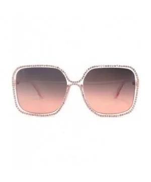 Oversized Square Sunglasses For Women Rhinestone Crystal Bling UV400 Glasses - CE197KY0SHG $10.56 Oversized