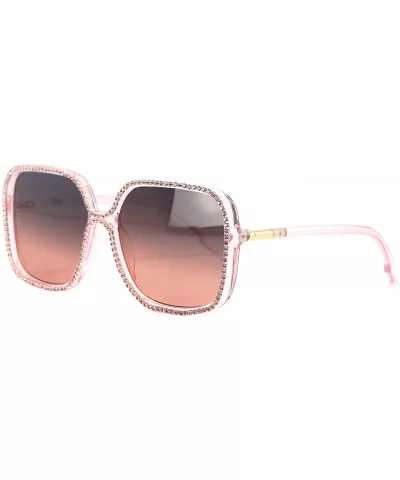 Oversized Square Sunglasses For Women Rhinestone Crystal Bling UV400 Glasses - CE197KY0SHG $10.56 Oversized