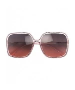 Oversized Square Sunglasses For Women Rhinestone Crystal Bling UV400 Glasses - CE197KY0SHG $10.56 Oversized