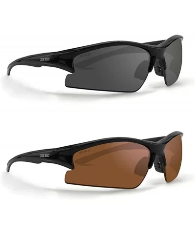 2 Epoch Golf Sport Sunglasses Black with Smoke Lens and Black with Amber Lens - C218G2A57LN $27.34 Sport