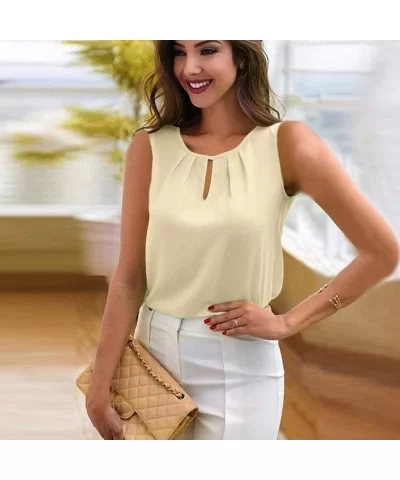 Sexy Women Chiffon Sleeveless Cool Tank Top T-Shirt Round Neck Tops Loose Blouse Fashion Loose Soft Comfy Top - CF18NUII62Q $...