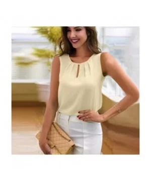 Sexy Women Chiffon Sleeveless Cool Tank Top T-Shirt Round Neck Tops Loose Blouse Fashion Loose Soft Comfy Top - CF18NUII62Q $...