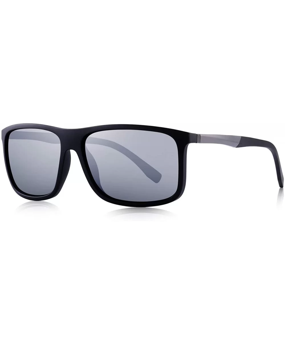 Polarized Square Sunglasses for Men Sports Aluminum Legs O8132 - Silver Mirror - CP18MDE2EX9 $12.21 Square