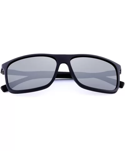 Polarized Square Sunglasses for Men Sports Aluminum Legs O8132 - Silver Mirror - CP18MDE2EX9 $12.21 Square