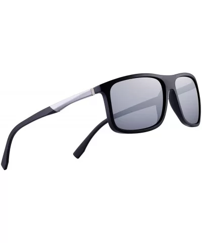 Polarized Square Sunglasses for Men Sports Aluminum Legs O8132 - Silver Mirror - CP18MDE2EX9 $12.21 Square