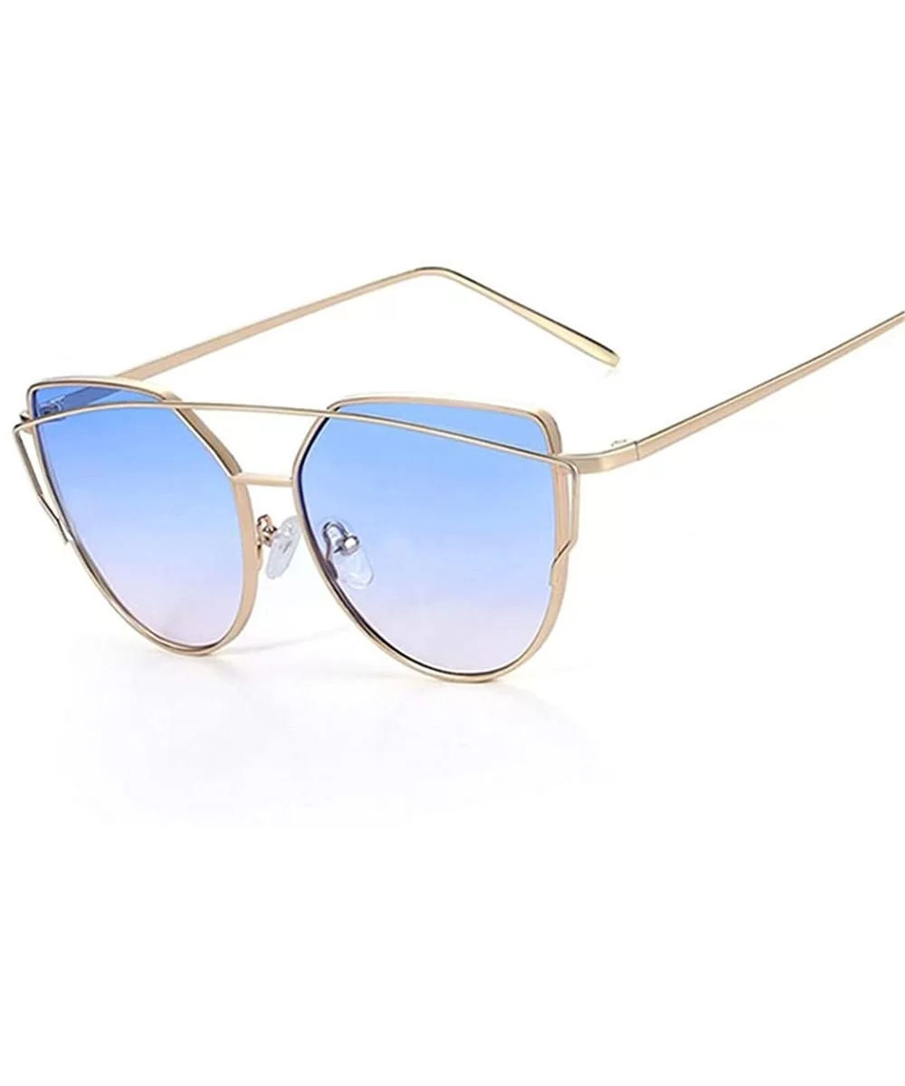 Cat eye Brand Sunglasses Women Designer Mirror Flat Rose Gold Vintage Metal Reflective Sunglasses Women - C3 - CM190L0G94I $2...