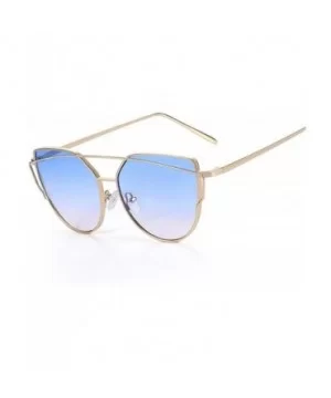 Cat eye Brand Sunglasses Women Designer Mirror Flat Rose Gold Vintage Metal Reflective Sunglasses Women - C3 - CM190L0G94I $2...