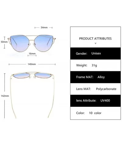 Cat eye Brand Sunglasses Women Designer Mirror Flat Rose Gold Vintage Metal Reflective Sunglasses Women - C3 - CM190L0G94I $2...