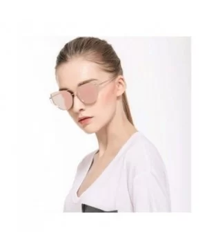 Cat eye Brand Sunglasses Women Designer Mirror Flat Rose Gold Vintage Metal Reflective Sunglasses Women - C3 - CM190L0G94I $2...