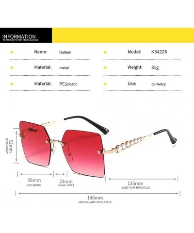 Luxury Square Rimless Sunglasses Women-Owersized Lens Metal Frame Shade Glasses - G - CF190ED6YSO $30.61 Square