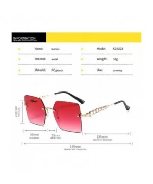 Luxury Square Rimless Sunglasses Women-Owersized Lens Metal Frame Shade Glasses - G - CF190ED6YSO $30.61 Square