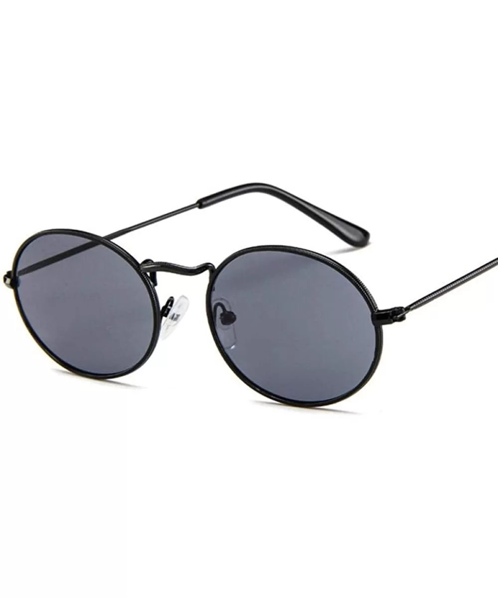 Small Oval Mirror Sunglasses For Women Pink Luxury 2019 Men Brand Black - Black - CM18XE0IO5N $7.73 Oval