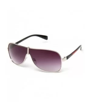 Shield Fashion Slim Temple Sunglasses - Silver/Red - CW119VZZNVX $5.12 Shield