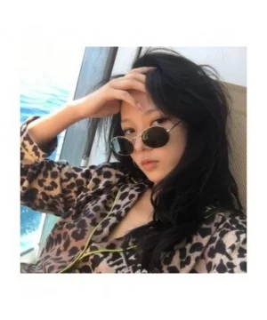 Small Oval Mirror Sunglasses For Women Pink Luxury 2019 Men Brand Black - Black - CM18XE0IO5N $7.73 Oval