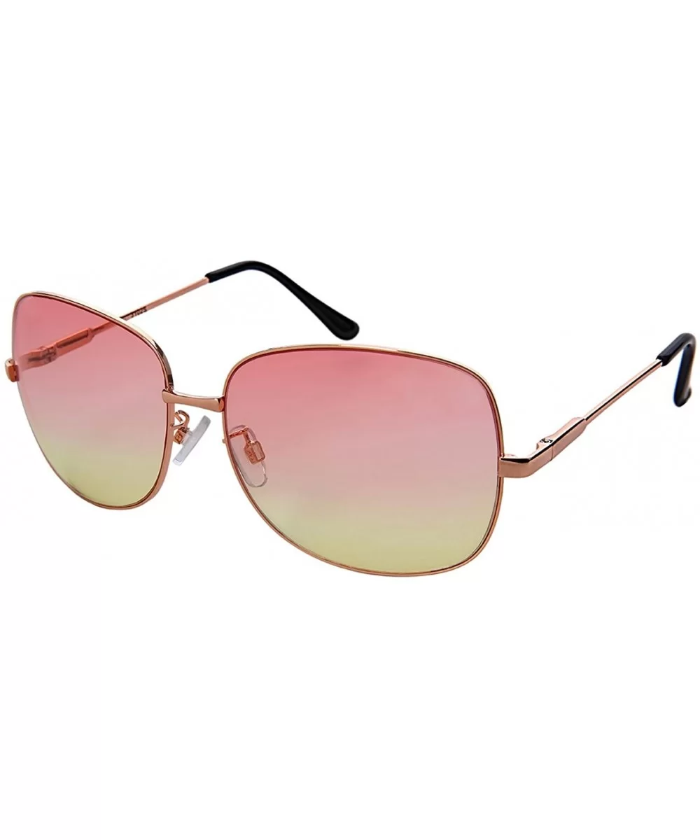 Chic Square Metal Sunnies w/Ocean Color Lens 3102S-OCR - Rose Gold - CU182SADMTY $5.90 Square