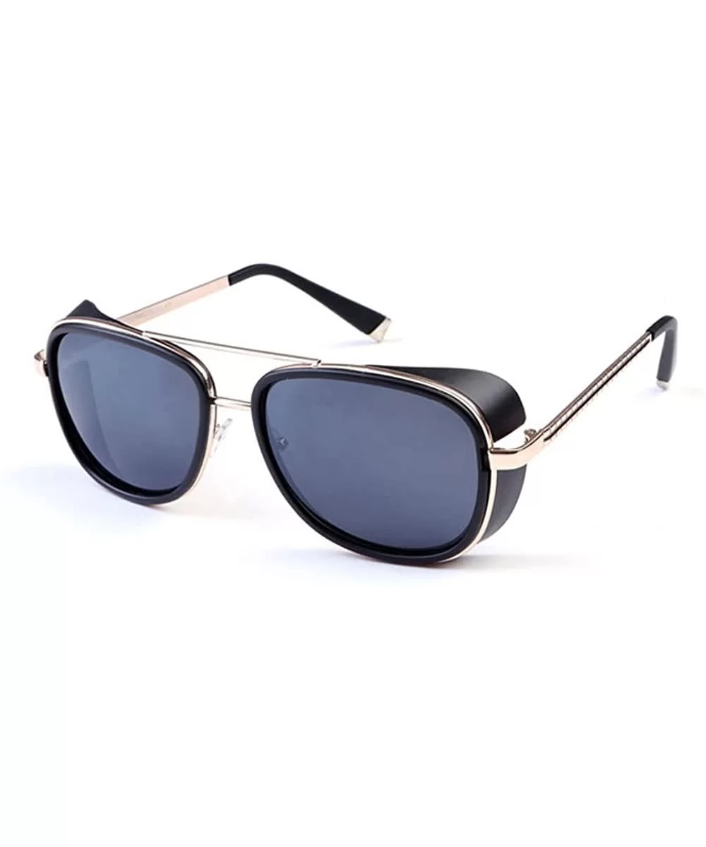 Classic steampunk sunglasses street style Men/Women Sunglasses Vintage goggle - Matte Black/Black - CE18536ODUG $7.77 Goggle