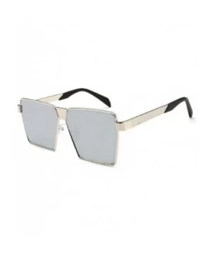 Men Women Sunglasses Oversized Hiphop Square Glasses Metal Frame - Silver - CF18CRZQRTI $7.54 Oversized