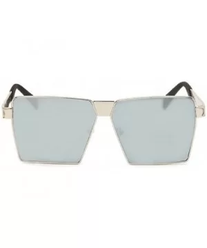 Men Women Sunglasses Oversized Hiphop Square Glasses Metal Frame - Silver - CF18CRZQRTI $7.54 Oversized