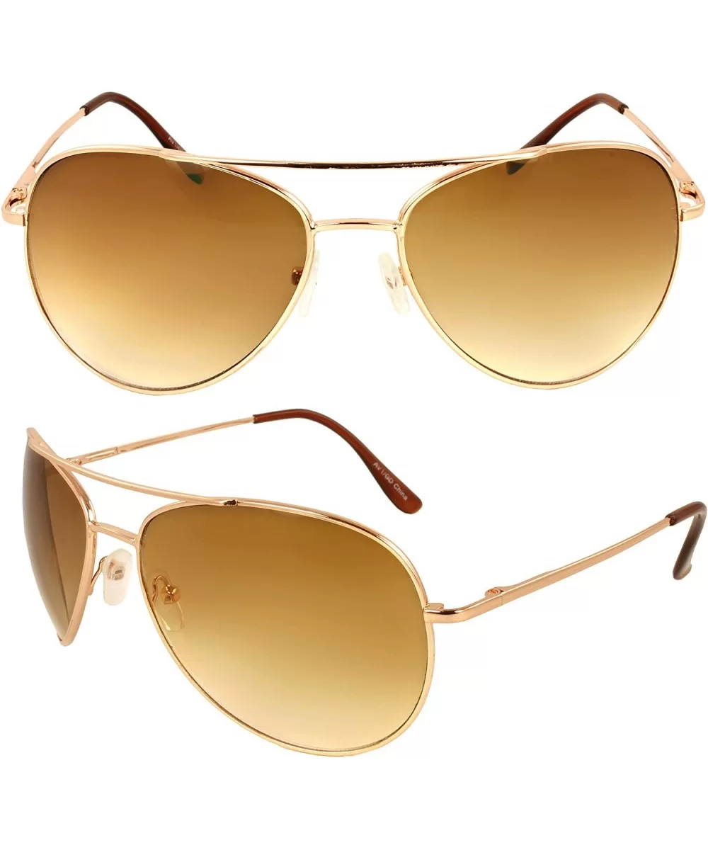 Pilot Fashion Aviator Sunglasses Gold Frame Amber Lenses - C311BDO6VCF $7.60 Aviator