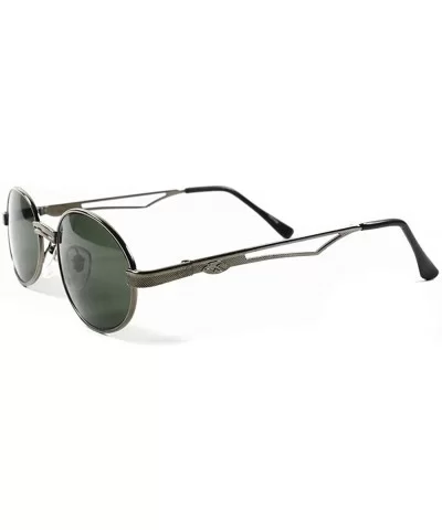 Classic Vintage Retro Fashion Old School Mens Womens Oval Round Sunglasses - Gunmetal 1 - CR189AR9ZOT $9.45 Oval