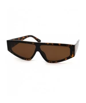 Retro Flat Top Shield Plastic Sunglasses - Tortoise Brown - CQ18ZWQME4L $5.97 Rectangular