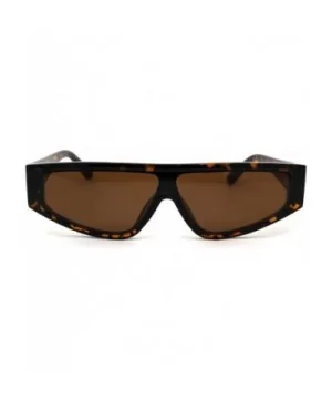 Retro Flat Top Shield Plastic Sunglasses - Tortoise Brown - CQ18ZWQME4L $5.97 Rectangular