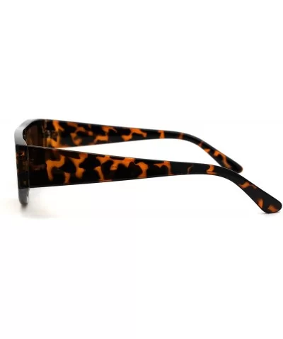 Retro Flat Top Shield Plastic Sunglasses - Tortoise Brown - CQ18ZWQME4L $5.97 Rectangular